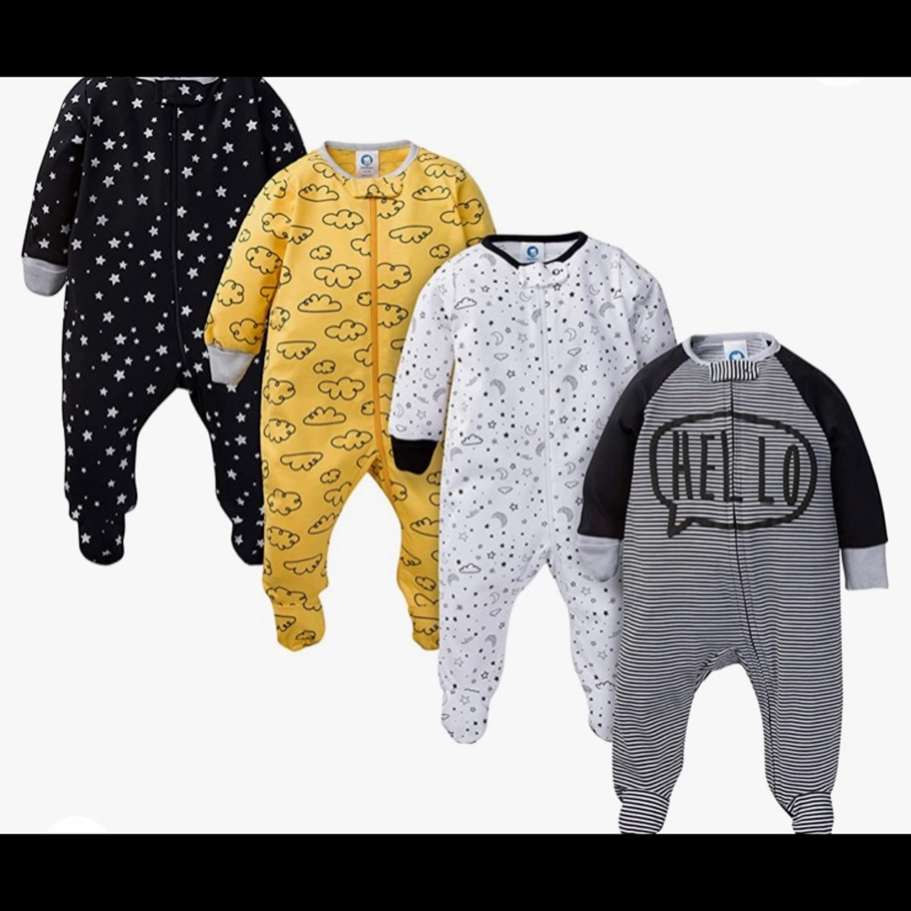 Gerber baby-boys Newborn 4 Pack Sleep 'N Play Footie